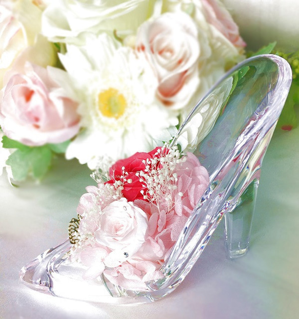 【敬老の日】キラキラガラスの靴　Pink　【お誕生日に】 3枚目の画像
