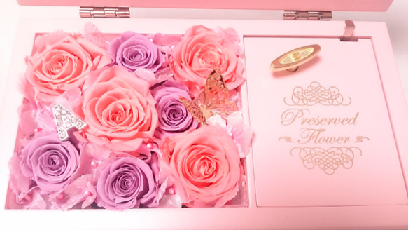 【敬老の日】オルゴール　フラワーアレンジ　Pink　ご入学　お誕生日　お祝い　プレゼント 2枚目の画像