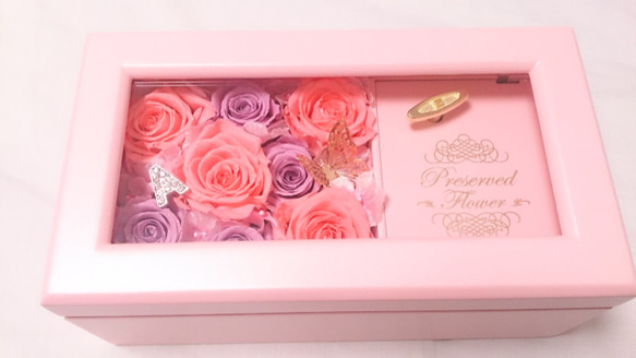【敬老の日】オルゴール　フラワーアレンジ　Pink　ご入学　お誕生日　お祝い　プレゼント 3枚目の画像