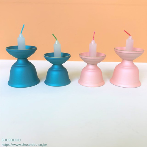 日本製 マシュマロ肌な ろうそく立て 15分間灯るミニ蝋燭付き