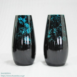 日本製　とっても軽いアルミ製花瓶　雅シリーズ細砲型　町工場で製作　黒地にカラー3色 4枚目の画像