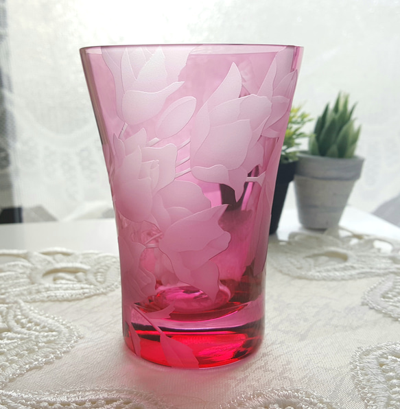 薔薇の花束タンブラー♡グラス♡ピンク 4枚目の画像