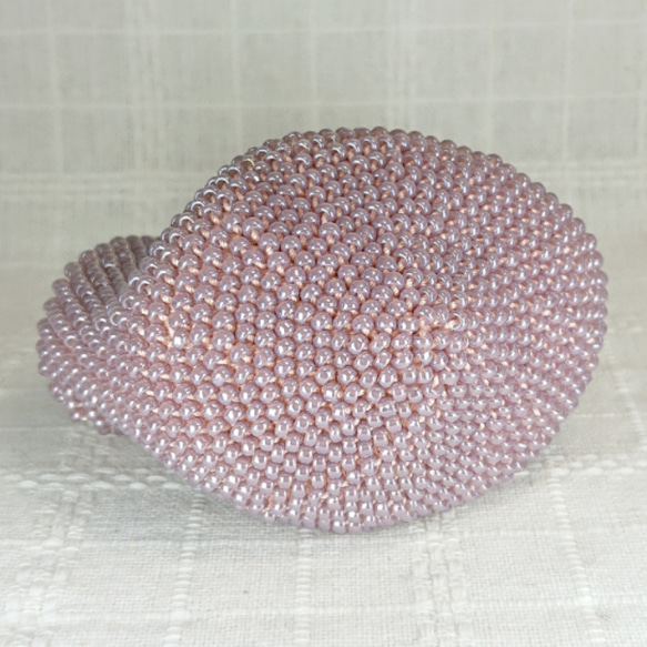 ビーズ編みがま口 ピンクで紫と青 送料無料 3枚目の画像
