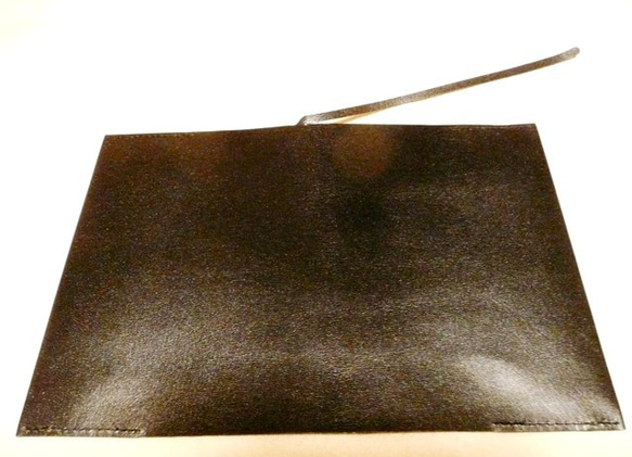 シンプルな山羊革のブックカバー（文庫用）黒色 2枚目の画像
