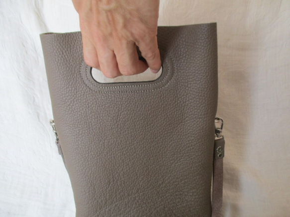【受注再販】革の袋・２ウェイバッグ・ハードタイプ角型　トリヨン　NEW！ 7枚目の画像