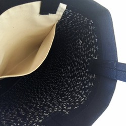 テキスタイルこだわりトート、Wインディゴ岡山産、綿、シックな大人トート、A4サイズ　紺色×黒 3枚目の画像