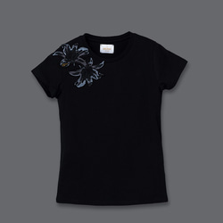 Lily Flower Embroidered Fashion Top 黑百合刺繡上衣(Black) 第1張的照片