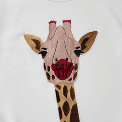 性感長頸鹿刺繡上衣 Sexy Pulp Lip Giraffe Embroidered Top(White) 第4張的照片