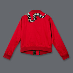 100段ヘビ刺繍フライングジャケットDeinagkistrodon Viper刺繍入りボンバージャケット 3枚目の画像