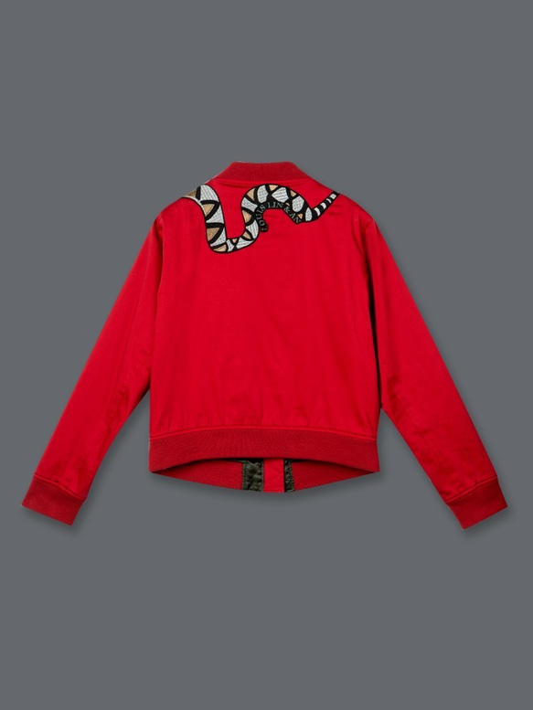 100段ヘビ刺繍フライングジャケットDeinagkistrodon Viper刺繍入りボンバージャケット 3枚目の画像