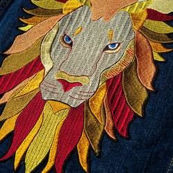 ライオン梨刺繍デニムジャケットライオン刺繍デニムジャケット 4枚目の画像