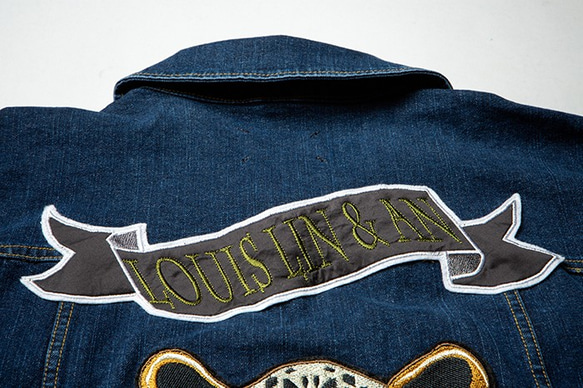 非洲菫花豹刺繡牛仔外套 Leopard  Embroidered Denim Jacket 第3張的照片