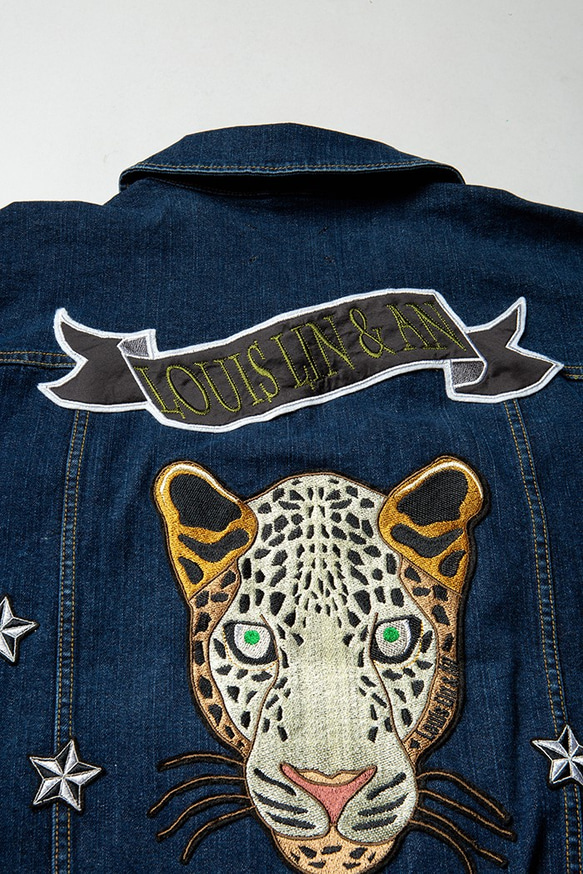 非洲菫花豹刺繡牛仔外套 Leopard  Embroidered Denim Jacket 第4張的照片