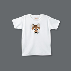 小狼刺繡兒童短袖上衣 Wolf Cub Embroidered Kids T-Shirt 第2張的照片