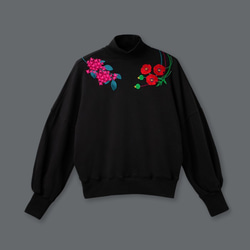 罌粟繡球花刺繡高領寬袖上衣 Poppy & Hydrangea Embroidered Top 第2張的照片