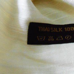 高級THAI SILK100%シルク大判ストール白(6128) 2枚目の画像