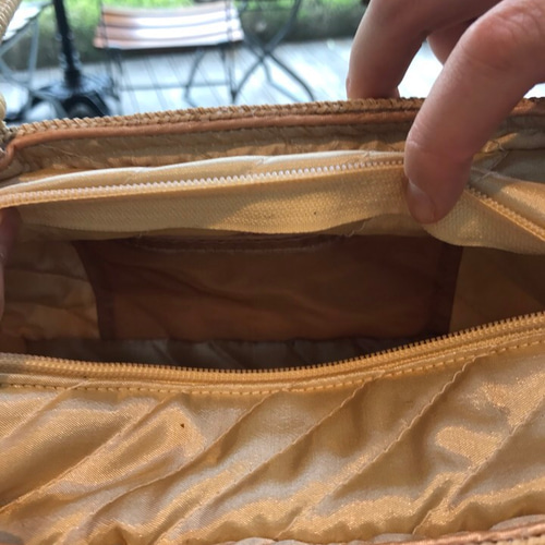 タイ王室御用達 竹細工かごバック 角型ジッパー 茶(7931b) かご