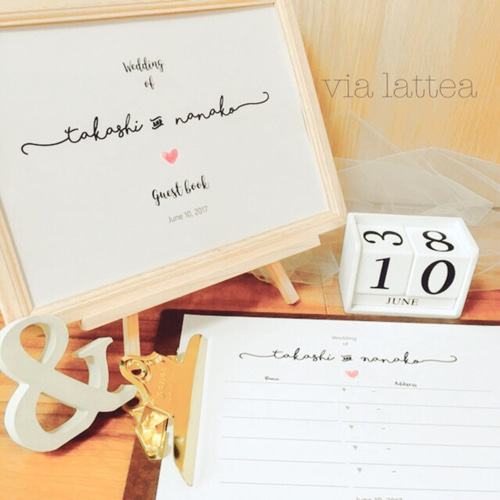 結婚式*ハート*芳名帳20名様分~♡名前＆住所 その他オーダーメイド via 