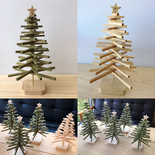 折りたたみができる木製シンプル卓上ツリー～クリスマスツリー・ハーフ