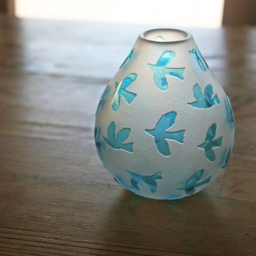 鳥模様の花器 受注製作 一輪挿し・花瓶・花器 nanahoshi 通販
