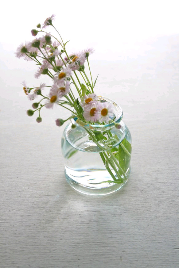 ブルー水玉の花器 2枚目の画像