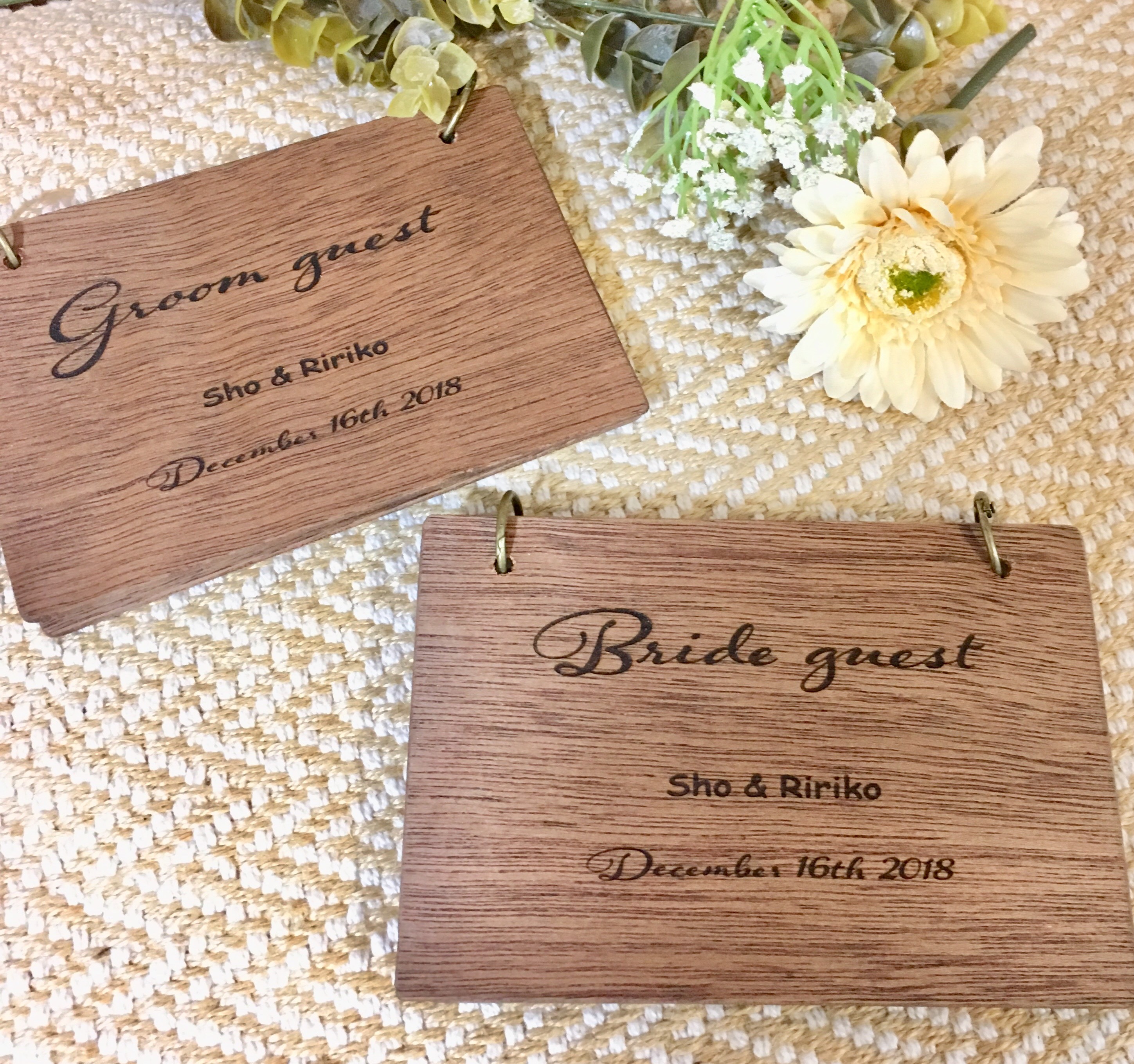 2冊セット＊bride&groom＊木のゲストブック＊芳名帳＊GUESTBOOK  計100名分
