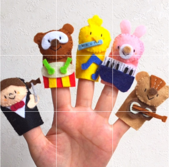 指人形　山の音楽家♫　手袋シアターのお仲間 2枚目の画像