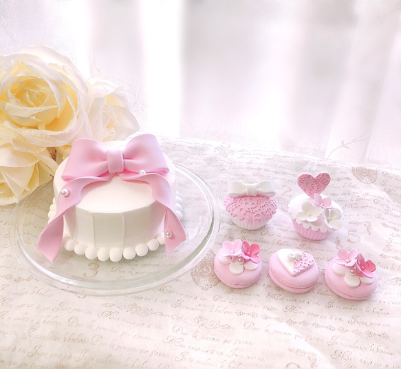 ピンクりぼんのクレイケーキセット 24 件の「クレイケーキ リボン」の