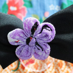 (^-^)送料込み♪リボンとお花の髪飾り♪紫猫ｂ 1枚目の画像