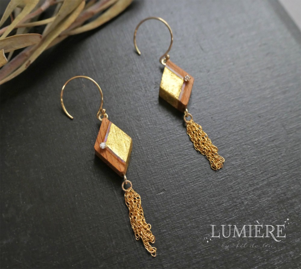 金箔螺鈿のgeometric pierce (菱形))