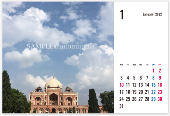 【デジインディア】2022年カレンダー（1月はじまり）：インドの日常バージョン D045 2枚目の画像