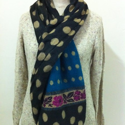 インド生まれのレトロ柄スヌード　ネイビー 2枚目の画像