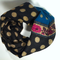 インド生まれのレトロ柄スヌード　ネイビー 3枚目の画像