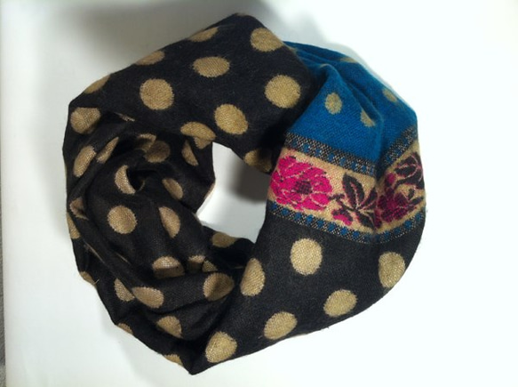 インド生まれのレトロ柄スヌード　ネイビー 3枚目の画像