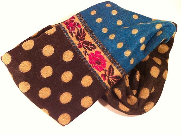 インド生まれのレトロ柄スヌード　ネイビー 4枚目の画像