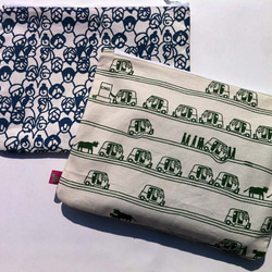 クラッチにもなるポーチ　インドなオートリクシャ柄 グリーン 4枚目の画像