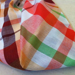 [送料無料]インドコットンのあづまぶくろ レッドーチェック 4枚目の画像