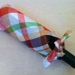 [送料無料]インドコットンのあづまぶくろ レッドーチェック 5枚目の画像