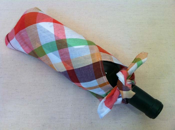 [送料無料]インドコットンのあづまぶくろ レッドーチェック 5枚目の画像