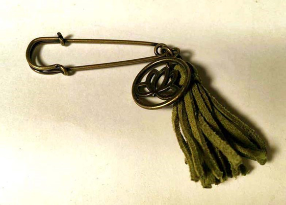 インドコットンのスヌードブローチ付き　ブロックプリント[送料無料]　 5枚目の画像