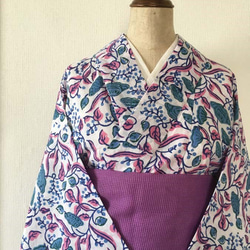 楽々二部式浴衣  ブロックプリントフラワー 1枚目の画像