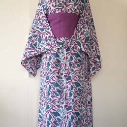 楽々二部式浴衣  ブロックプリントフラワー 2枚目の画像