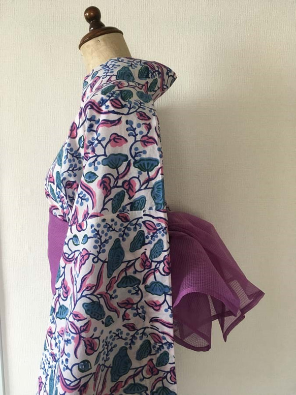 楽々二部式浴衣  ブロックプリントフラワー 3枚目の画像