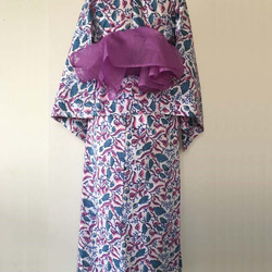 楽々二部式浴衣  ブロックプリントフラワー 4枚目の画像