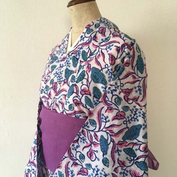 楽々二部式浴衣  ブロックプリントフラワー 5枚目の画像