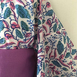 楽々二部式浴衣  ブロックプリントフラワー 6枚目の画像