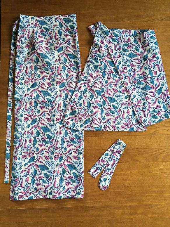 楽々二部式浴衣  ブロックプリントフラワー 8枚目の画像