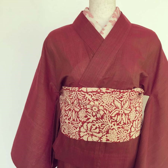 浴衣 赤 2部式 二部式浴衣/朝顔(赤)＆帯セット| gekkabizin(月下美人