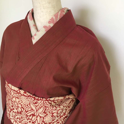 浴衣 赤 2部式 二部式浴衣/朝顔(赤)＆帯セット| gekkabizin(月下美人