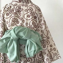 楽々二部式浴衣  白地ｘ茶色ペーズリー柄 4枚目の画像